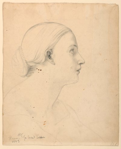 Studie eines Frauenkopfes für "Heilige Lektion" von Daniel Huntington