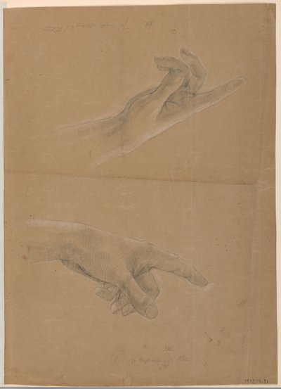 Zwei Studien der Hand für Engel, der St. Peter erscheint in "Frühe christliche Märtyrer" von Daniel Huntington