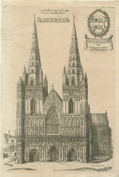 Lichfield Kathedrale - Westfront: Gravur, nd [?spätes 17. Jh.] von Daniel King