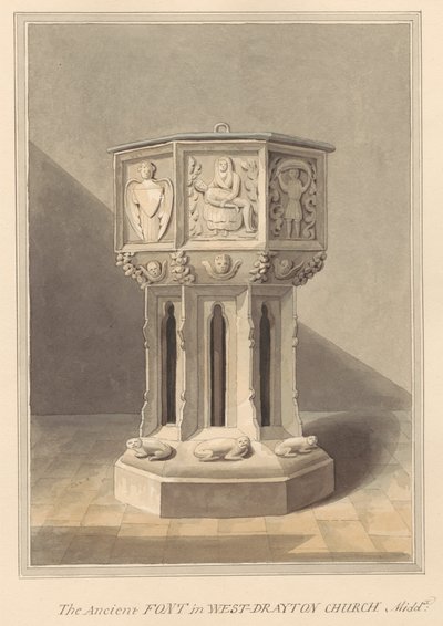 Antike Schrift in der West Drayton Kirche, Middlesex von Daniel Lysons