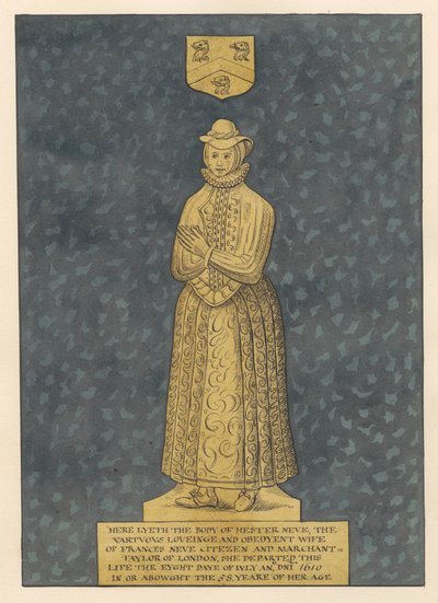 Messingplatte für Mrs. Hester Heve aus der Kirche von East Ham von Daniel Lysons