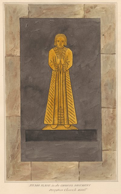 Messingplatte für unbekannten Mann, Chorpflaster der Drayton Kirche von Daniel Lysons