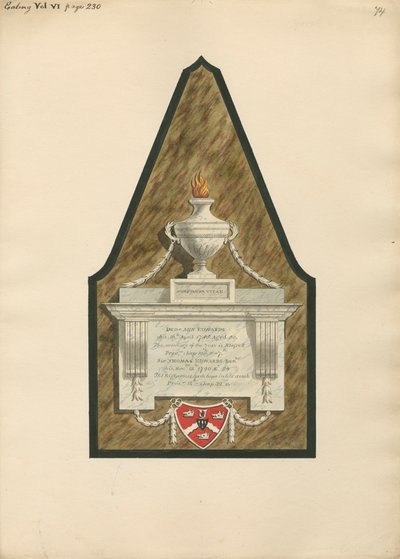 Denkmal für Dame Ann Edwards und Sir Thomas Edwards aus der Kirche von Ealing von Daniel Lysons