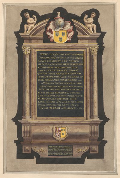 Denkmal für Edmond Pigeon und Nickolas Pigeon aus der Kirche von Hampton von Daniel Lysons
