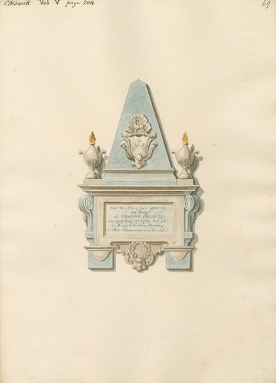 Denkmal für Edward Crisp aus der Kirche von Chiswick von Daniel Lysons