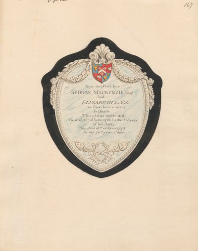 Denkmal für George und Elizabeth MacKenzie aus der Kirche von Kensington von Daniel Lysons