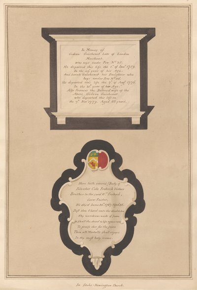 Denkmal für Gideon und Frances Guichenet und ihre Tochter Sarah sowie für Silvester Cote von Daniel Lysons