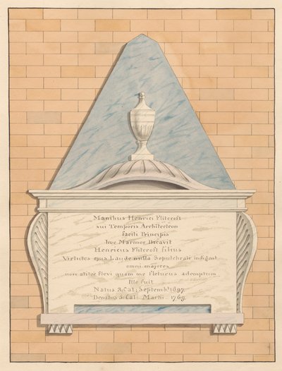 Gedenkstätte für Henry Flitcroft aus der Kirche von Teddington von Daniel Lysons