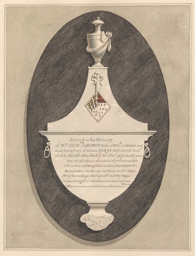 Denkmal für Mrs. Elizabeth Lardner aus der Stanwell Kirche von Daniel Lysons