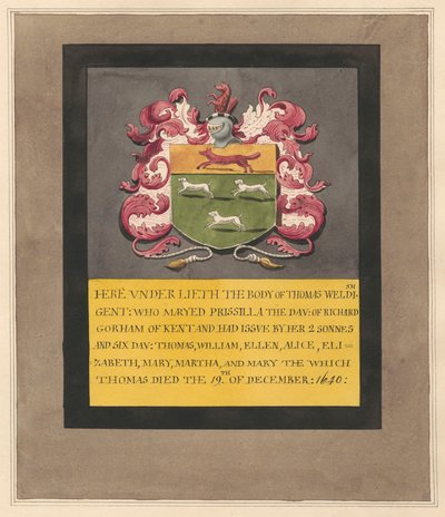 Gedenkstätte für Thomas Weldish aus der Bedfont Kirche von Daniel Lysons