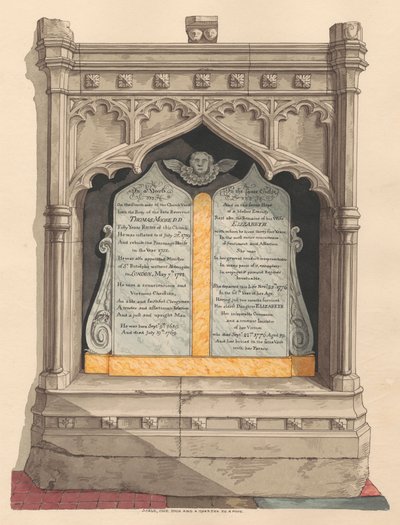 Denkmal für Thomas und Elizabeth Moore und ihre Tochter Elizabeth aus der Chiselhurst Kirche von Daniel Lysons