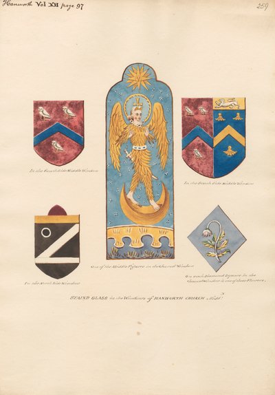 Buntglasfenster in der Hanworth Church von Daniel Lysons