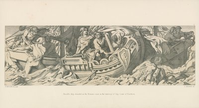 Harolds Schiff gestrandet an der normannischen Küste, im Gebiet von Guy, Graf von Ponthieu von Daniel Maclise