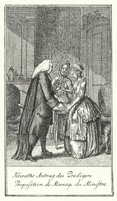 Heiratsantrag des Geistlichen (Gravur) von Daniel Nikolaus (after) Chodowiecki