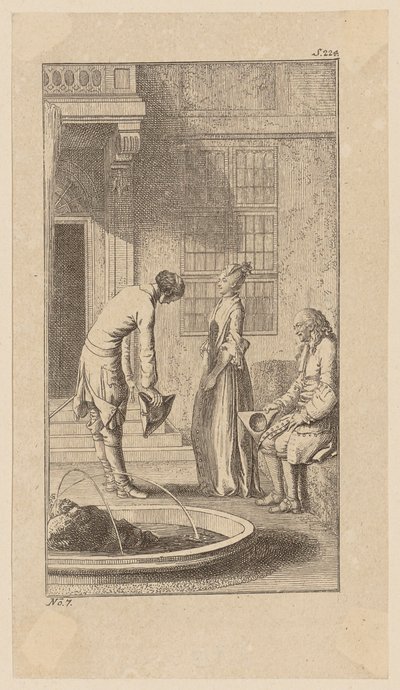 Ankunft in Basilgrove bei Miss Henley und ihrem Großvater, Blatt 7 aus "Leben Bemerkungen und Meinungen Johann Bunkels" von Daniel Nikolaus Chodowiecki