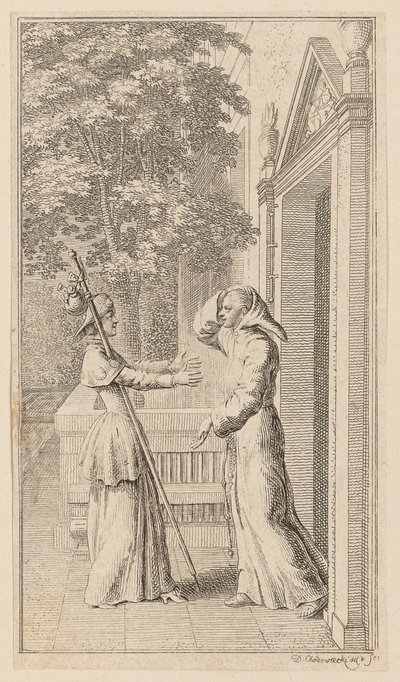 Bruder Graurock und die Pilgerin, Blatt 4 aus der ersten Ausgabe der "Gedichte von Gottfried August Bürger" von Daniel Nikolaus Chodowiecki