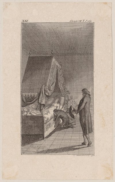 Clarisse sterbend im Himmelbett von Daniel Nikolaus Chodowiecki