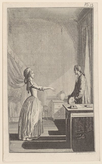 Clarisse wirft Lovelace Schutzlosigkeit, Entehrung und Raub aller Ruhe und Tugend vor von Daniel Nikolaus Chodowiecki