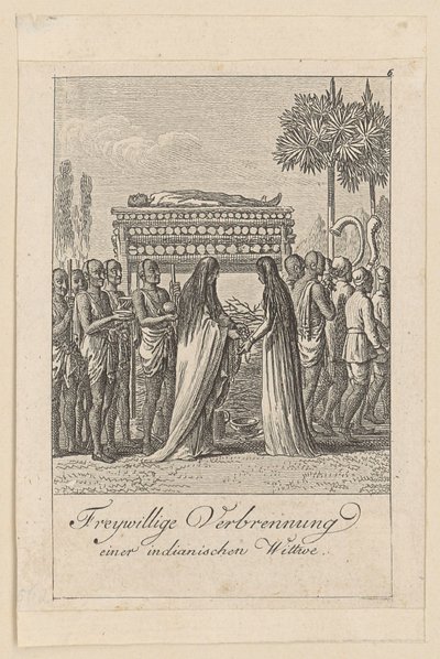 Freiwillige Verbrennung, Blatt 6 der Folge „Ostindische Gebräuche“ von Daniel Nikolaus Chodowiecki
