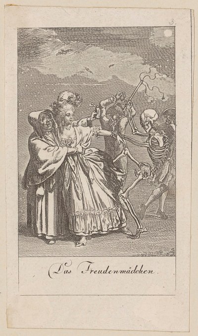 Freudenmädchen, Blatt 3 der Folge „Der Totentanz“ von Daniel Nikolaus Chodowiecki