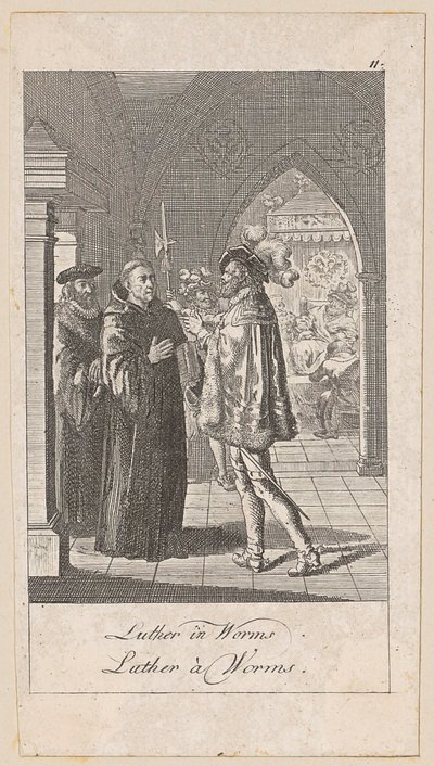 Luther in Worms, Blatt 11 der Folge „Ältere, mittlere und neuere Geschichte“ von Daniel Nikolaus Chodowiecki