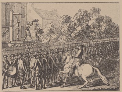 Durch die Gasse laufen. Illustration aus Elementartwerk von J.B. Basedow von Daniel Nikolaus Chodowiecki