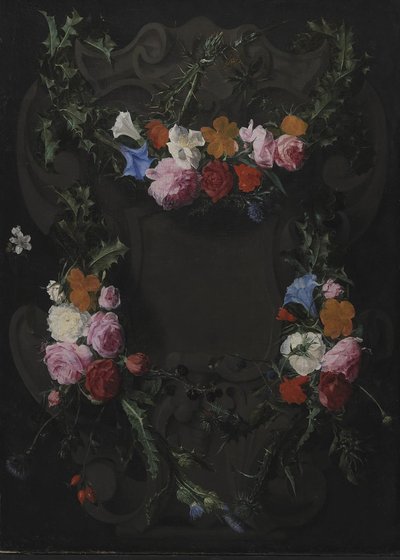 Steinkartusche mit einem Blumenkranz von Daniel Seghers