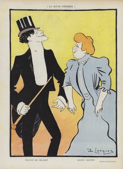 Französischer Dramatiker und Librettist François de Croisset und Sängerin und Schauspielerin Jeanne Granier von Daniel de Losques