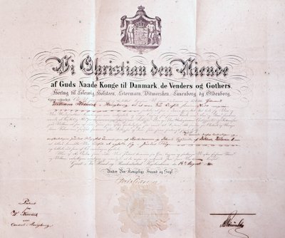 Patent unterzeichnet von Christian IX. von Dänemark zur Ernennung von William Keswick zum dänischen Konsul in Hongkong, China, 1880 von Danish School
