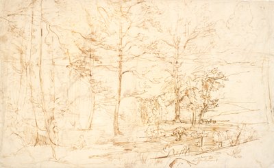 Aussicht aus einem Wald über Heide und Hügel von Dankvart Dreyer