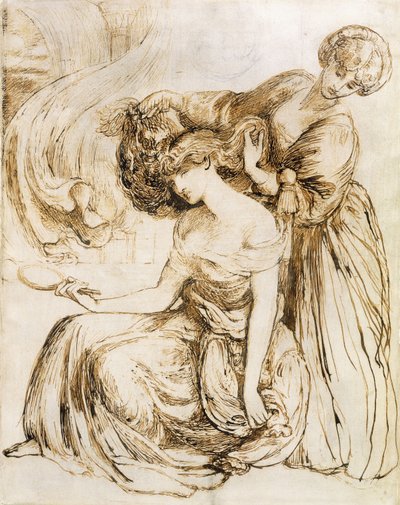 Studie für Desdemonas Todessong: Othello, Akt IV, Szene III von Dante Gabriel Charles Rossetti