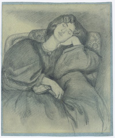 Studie von Jane Morris, die in einem gepolsterten Sessel schläft von Dante Gabriel Charles Rossetti