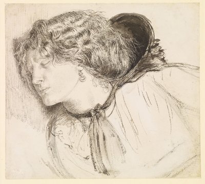 Gefunden - Studie für den Kopf des Mädchens von Dante Gabriel Rossetti