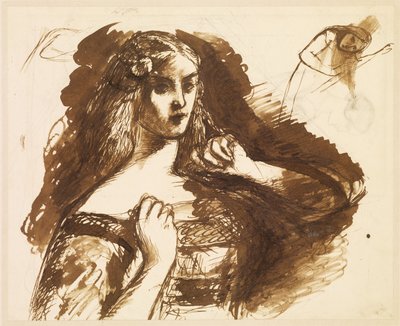 Halbfigur-Skizze einer jungen Frau von Dante Gabriel Rossetti