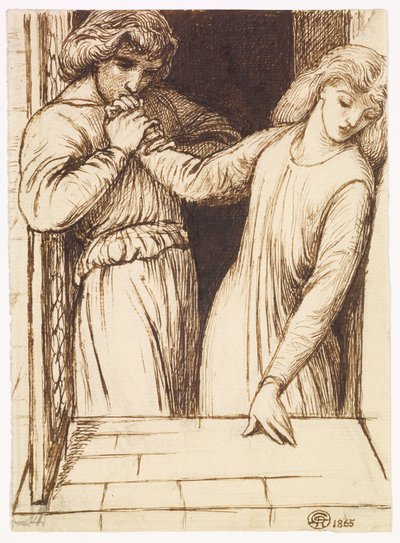 Hamlet und Ophelia - Kompositionsstudie von Dante Gabriel Rossetti
