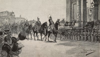 Militärparade in Macau zum Geburtstag von König Umberto I, 14. März von Dante Paolocci