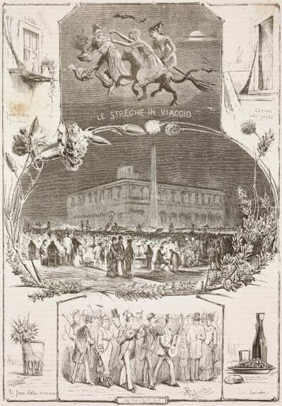 Johannisnacht, Rom, Italien, Gravur nach einer Zeichnung von Dante Paolocci aus L