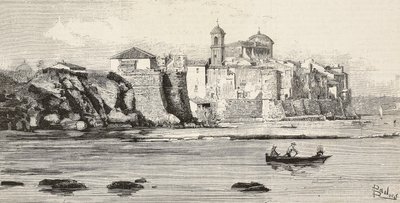 Ansicht von Nettuno, Italien, Gravur nach einer Zeichnung von Dante Paolocci, aus L