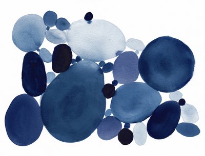 Aquarell Blaue Kieselsteine von Danushka Abeygoda