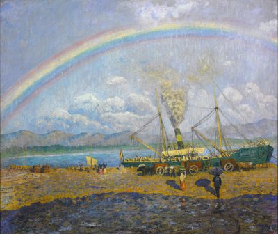 Der Regenguss. Santoña-Bucht von Darío de Regoyos