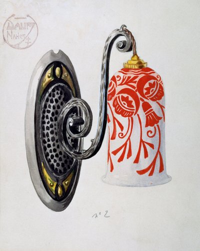 Modell einer Art Nouveau Wandleuchte Nr. 2 von Daum Brothers, Gouache, Frankreich, 20. Jahrhundert von Daum Freres