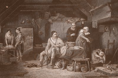 Alfred im Cottage des Viehhirten, graviert von A.H. Payne von David (after) Wilkie