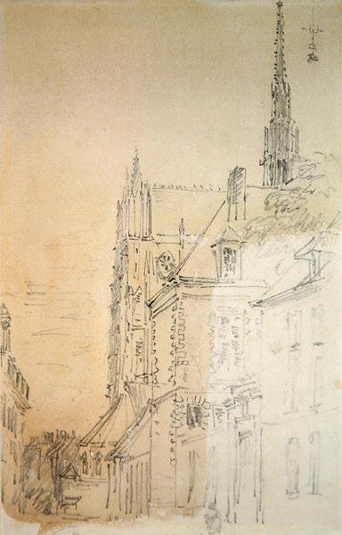 Eine Kathedrale in einer Straße von David Cox