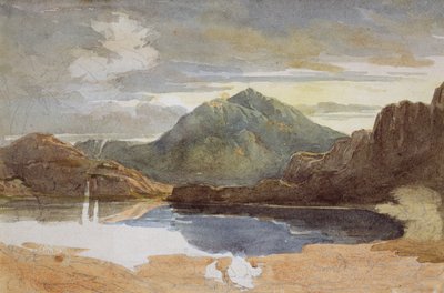 Ein See in Nordwales, Snowdon in der Ferne von David Cox