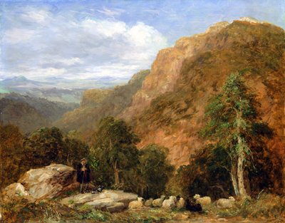 Ein Blick von oben auf Bettws-y-Coed, Moel Siabod und die Snowdon-Range in der Ferne, 1853 von David Cox