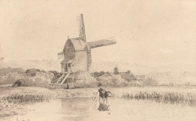Viehtränke bei einer Windmühle auf Dulwich Common, 1811 von David Cox
