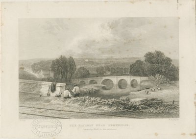 Penkridge Town - Eisenbahn und Bull Bridge (Stahlstich) von David Cox