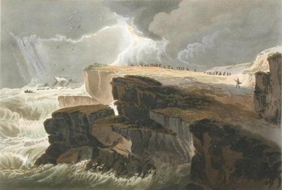 Platte aus Buch 10 Sturm, Blick auf die Küste von Hastings aus Ein Traktat über Landschaftsmalerei, graviert von Richard Reeve (geb. 1780), 1813-14 von David Cox