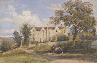 Gruppe sitzt im Gelände eines großen Hauses von David Cox Jr.