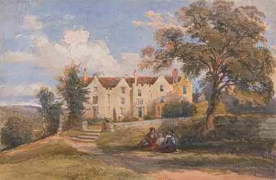 Gruppe, die im Gelände eines großen Hauses sitzt von David Cox Jr.